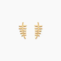 Boucles D'oreilles Puces Eudia Feuilles Or Jaune