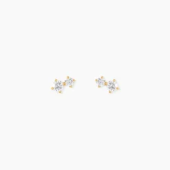 Boucles D'oreilles Puces Eugenio Or Jaune Diamant Synthétique