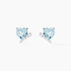 Boucles D'oreilles Puces Eva Or Blanc Topaze Et Oxyde De Zirconium