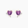 Boucles D'oreilles Puces Eva Or Jaune Amethyste Et Oxyde De Zirconium