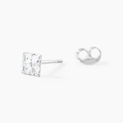 Boucles D'oreilles Puces Eve Argent Blanc Oxyde De Zirconium