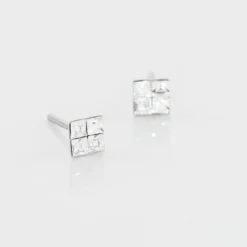 Boucles D'oreilles Puces Eve Argent Blanc Oxyde De Zirconium