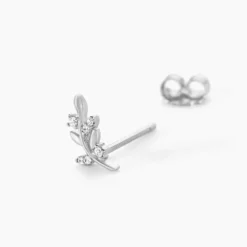 Boucles D'oreilles Puces Evonne Argent Blanc Oxyde De Zirconium