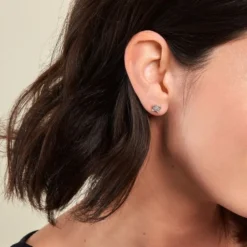 Boucles D'oreilles Puces Farasha Argent Blanc Oxyde De Zirconium