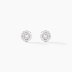 Boucles D'oreilles Puces Fatiana Or Blanc Diamant