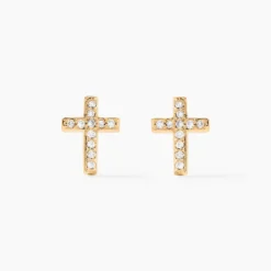 Boucles D'oreilles Puces Fatos Plaqué Or Oxydes De Zirconium