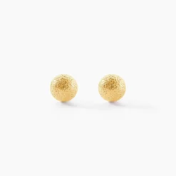 Boucles D'oreilles Puces Fidelia Boule Sablee Or Jaune