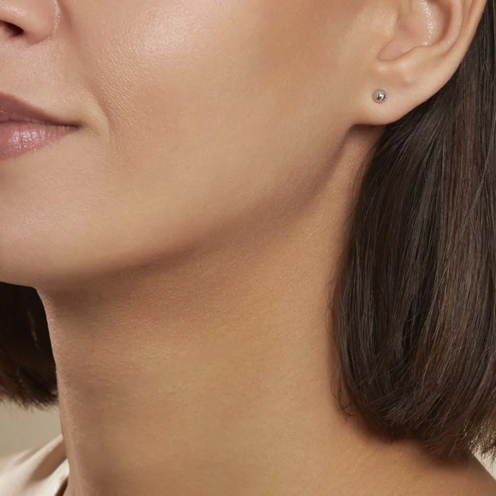 Boucles D'oreilles Puces Fidelia Boule Or Blanc
