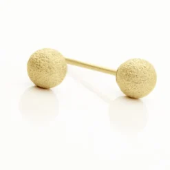 Boucles D'oreilles Puces Fidelia Boule Sablee Or Jaune