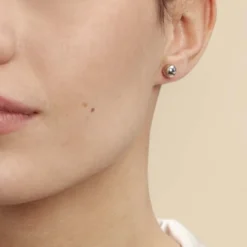 Boucles D'oreilles Puces Fidelia Boule Or Blanc