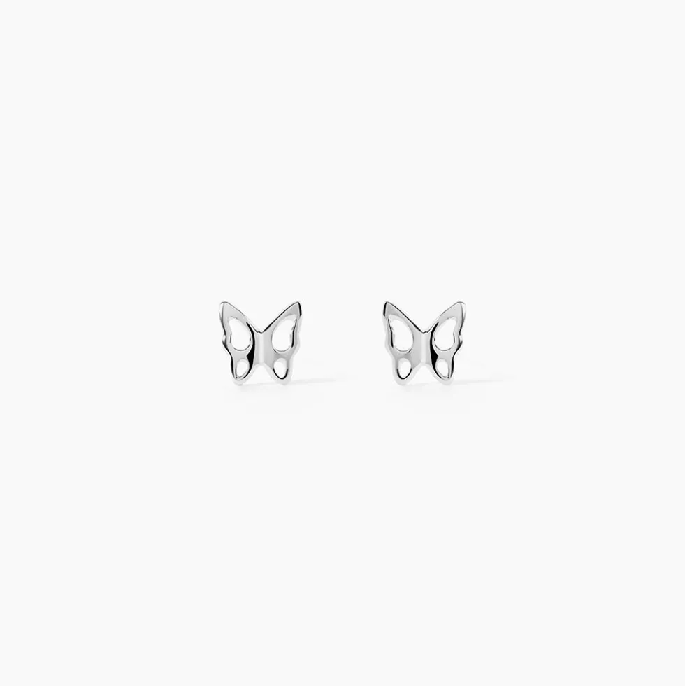 Boucles D'oreilles Puces Filippa Papillon Or Blanc