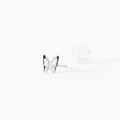Boucles D'oreilles Puces Filippa Papillon Or Blanc