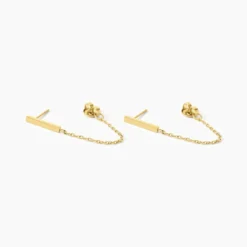 Boucles D'Oreilles Puces Fino Acier Jaune