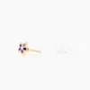 Boucles D'oreilles Puces Fleur Email Or Jaune