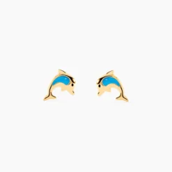 Boucles D'oreilles Puces Flip Dauphin Or Jaune