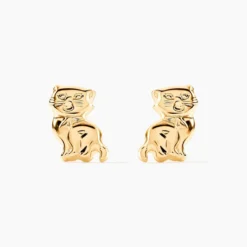 Boucles D'oreilles Puces Florenta Chat Or Jaune