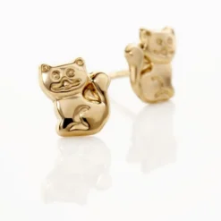 Boucles D'oreilles Puces Florenta Chat Or Jaune