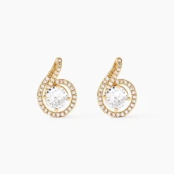 Boucles D'oreilles Puces Florentina Plaqué Or Jaune Oxyde De Zirconium
