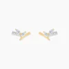 Boucles D'Oreilles Puces Florelys Or Jaune Topaze Oxyde De Zirconium