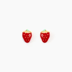 Boucles D'oreilles Puces Fraise Or Jaune