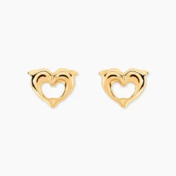 Boucles D'oreilles Puces Fulvie Double Dauphins Or Jaune