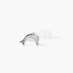 Boucles D'oreilles Puces Fulvie Dauphin 5 Or Blanc