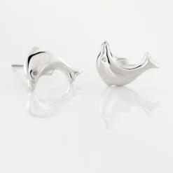 Boucles D'oreilles Puces Fulvie Dauphin 5 Or Blanc