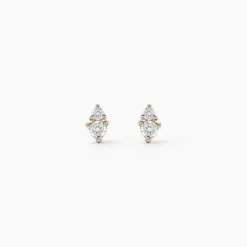 Boucles D'Oreilles Puces Georgia Plaqué Or Jaune Oxyde De Zirconium