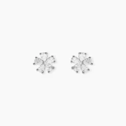Boucles D'oreilles Puces Gisabel Argent Blanc Oxyde De Zirconium