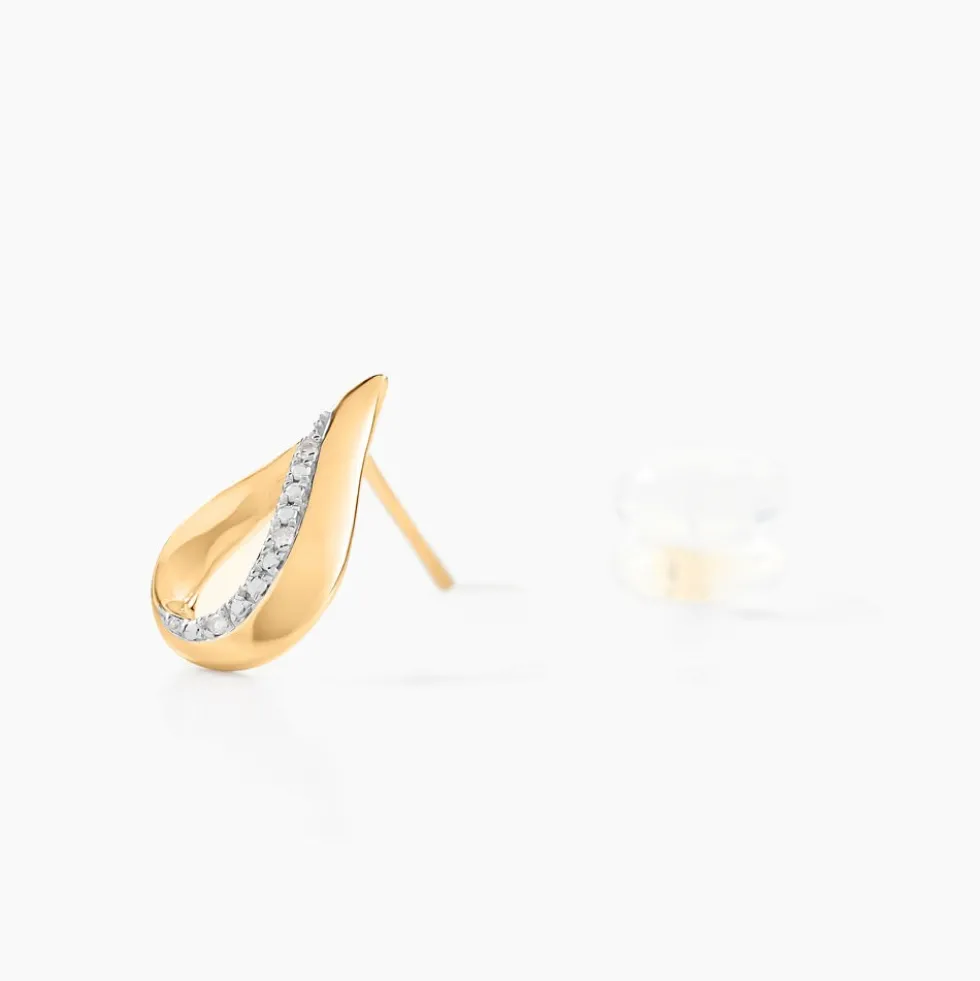 Boucles D'oreilles Puces Goccie Or Jaune Diamant