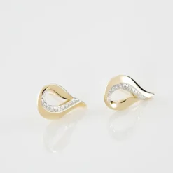 Boucles D'oreilles Puces Goccie Or Jaune Diamant