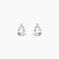 Boucles D'oreilles Puces Goutte Or Jaune Topaze