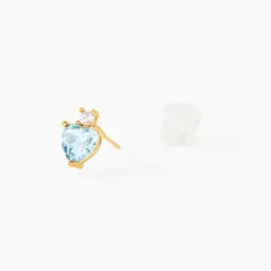 Boucles D'oreilles Puces Heart Or Jaune Topaze Oxyde De Zirconium