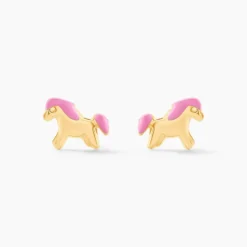 Boucles D'oreilles Puces Heldea Cheval Or Jaune