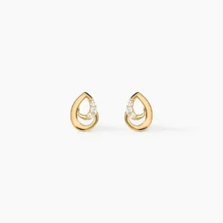 Boucles D'oreilles Puces Helie Goutte Or Jaune Oxyde De Zirconium