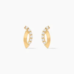 Boucles D'oreilles Puces Helvi Or Jaune Oxyde De Zirconium