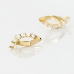 Boucles D'oreilles Puces Helvi Or Jaune Oxyde De Zirconium