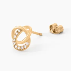 Boucles D'oreilles Puces Henia Plaqué Or Jaune Oxyde De Zirconium