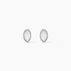 Boucles D'oreilles Puces Hermance Argent Blanc Oxyde De Zirconium