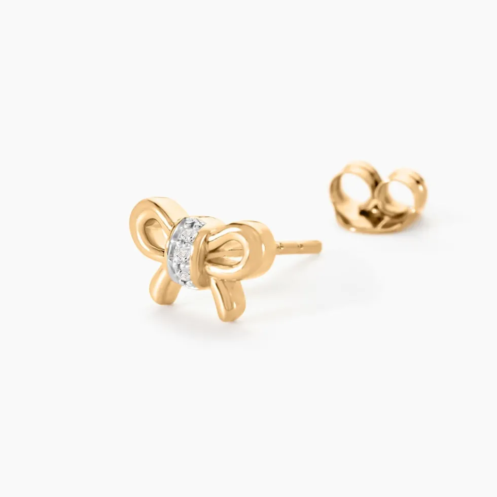 Boucles D'oreilles Puces Hisae Plaqué Or Jaune Oxyde De Zirconium