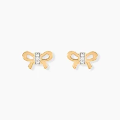 Boucles D'oreilles Puces Hisae Plaqué Or Jaune Oxyde De Zirconium