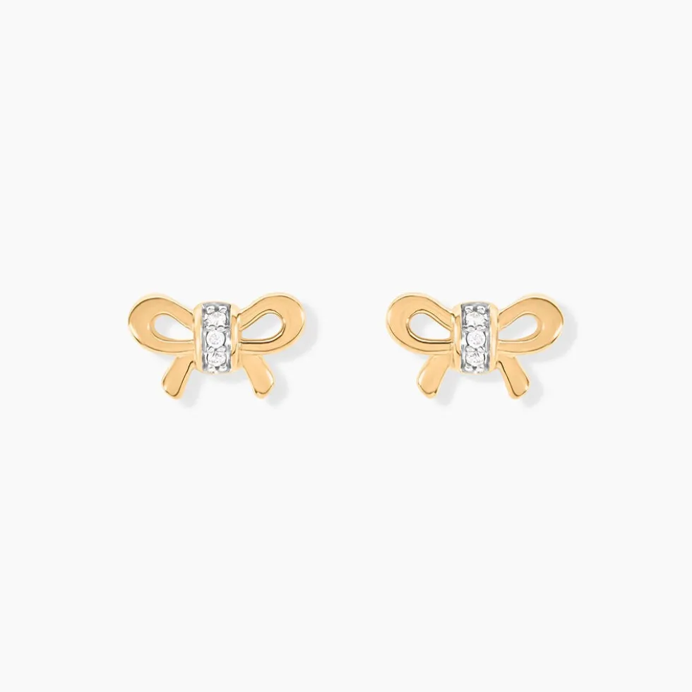 Boucles D'oreilles Puces Hisae Plaqué Or Jaune Oxyde De Zirconium
