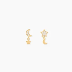 Boucles D'Oreilles Puces Idesbald Or Jaune Oxyde De Zirconium
