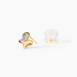Boucles D'oreilles Puces Ilham Papillon Or Jaune Oxyde De Zirconium
