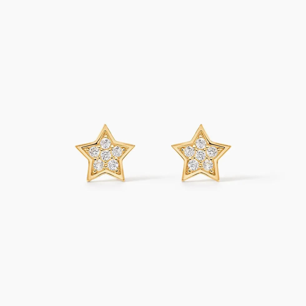 Boucles D'oreilles Puces Inaya Etoile Or Jaune Oxyde De Zirconium