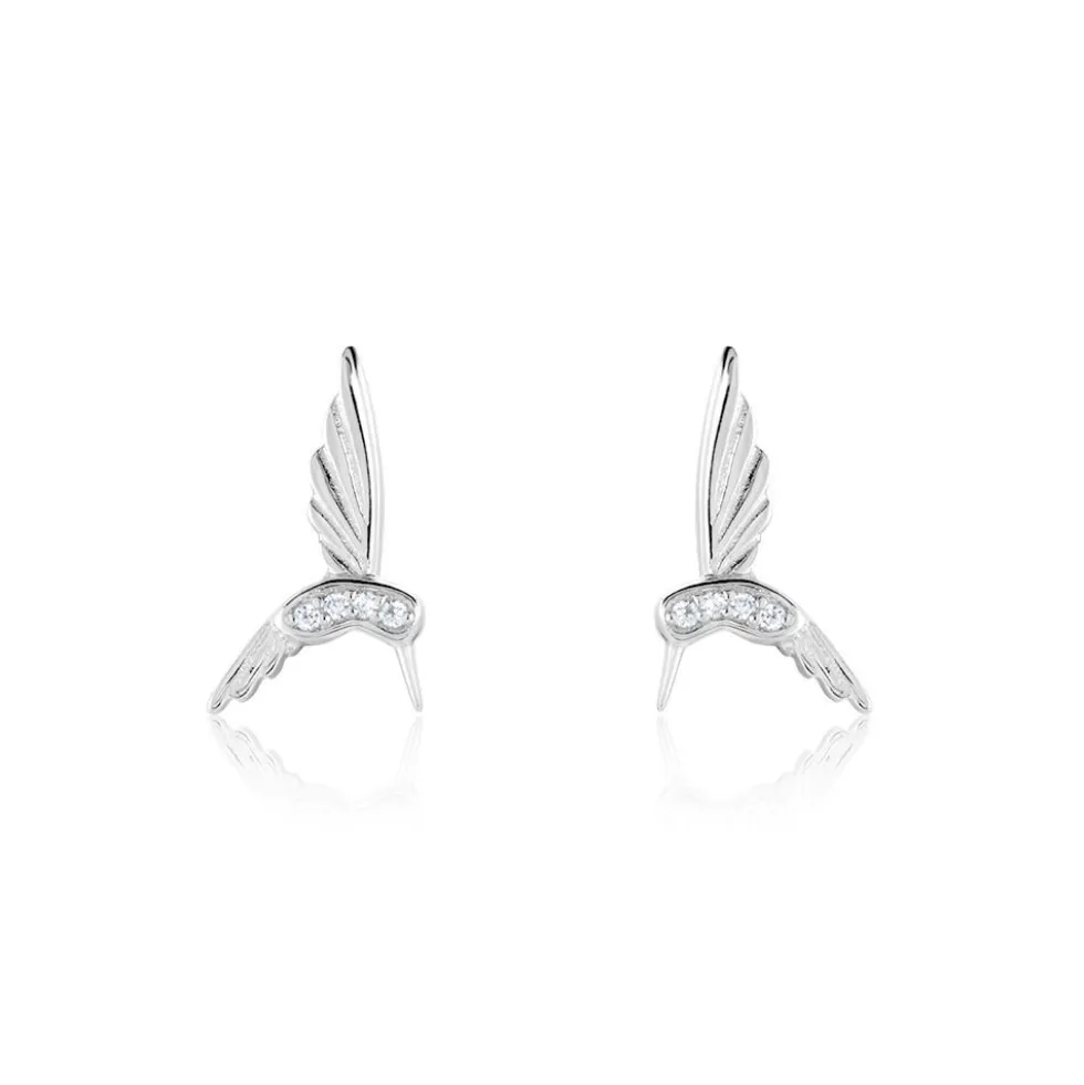 Boucles D'oreilles Puces Irysa Argent Blanc Oxyde De Zirconium