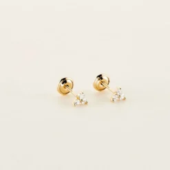 Boucles D'oreilles Puces Isaora Or Jaune Oxyde De Zirconium