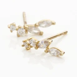 Boucles D'oreilles Puces Iuliana Or Jaune Oxyde De Zirconium