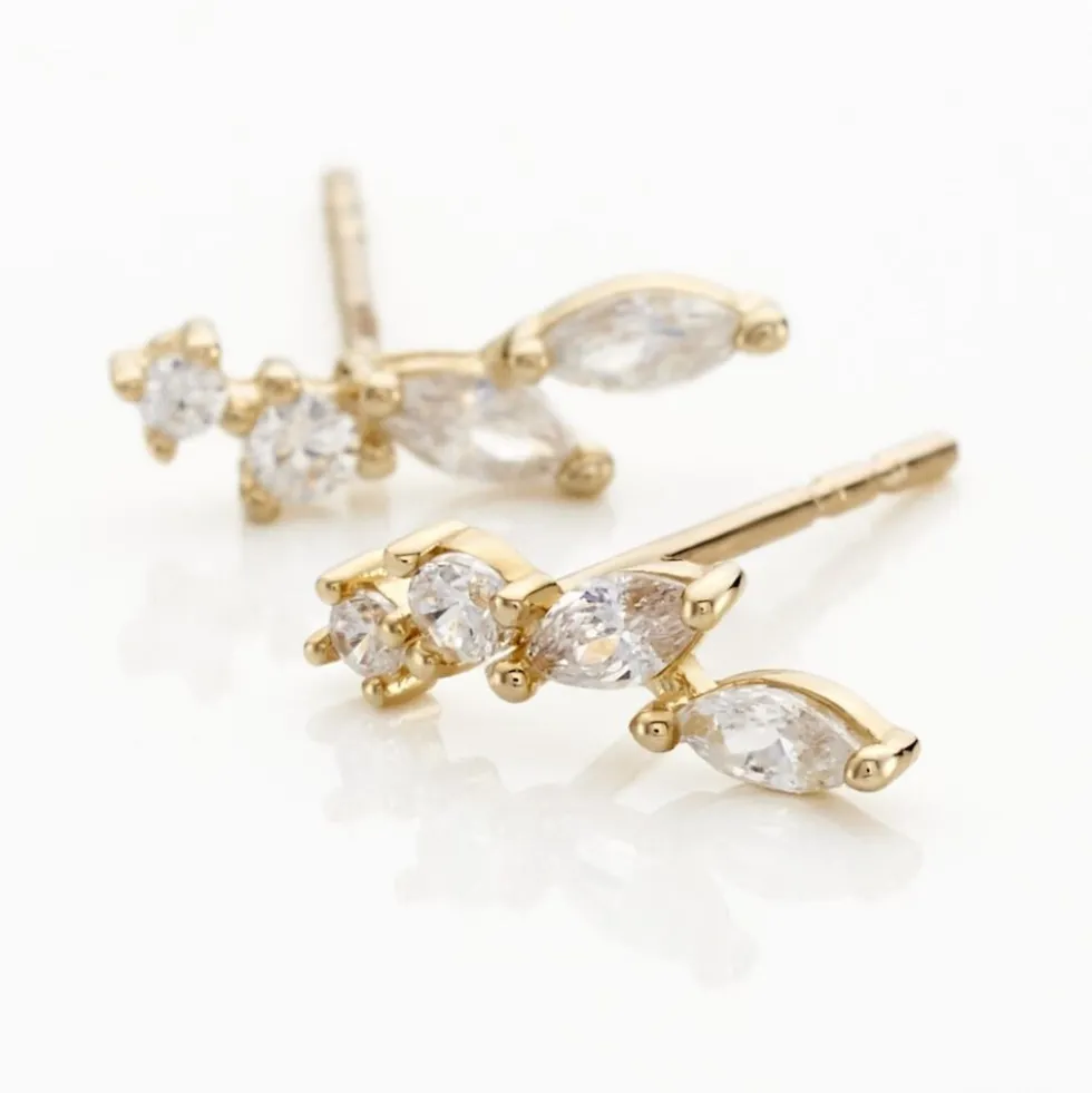 Boucles D'oreilles Puces Iuliana Or Jaune Oxyde De Zirconium