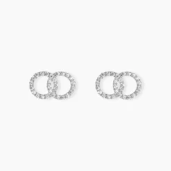 Boucles D'oreilles Puces Iwa Argent Blanc Oxyde De Zirconium